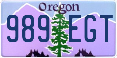 OR license plate 989EGT