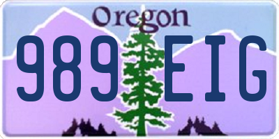 OR license plate 989EIG