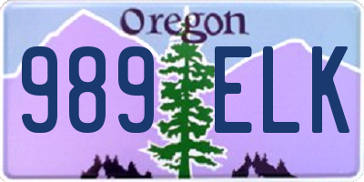 OR license plate 989ELK