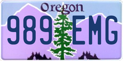 OR license plate 989EMG
