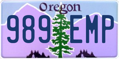OR license plate 989EMP