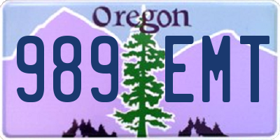 OR license plate 989EMT