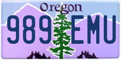 OR license plate 989EMU