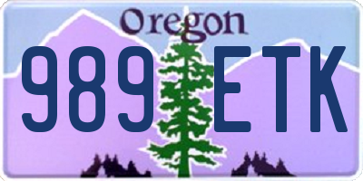 OR license plate 989ETK