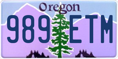 OR license plate 989ETM