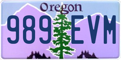 OR license plate 989EVM
