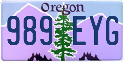OR license plate 989EYG