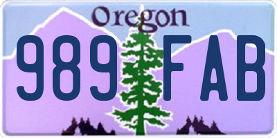 OR license plate 989FAB