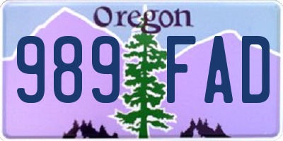 OR license plate 989FAD