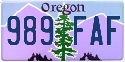 OR license plate 989FAF