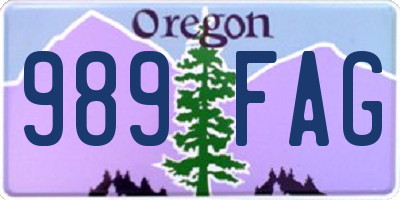 OR license plate 989FAG