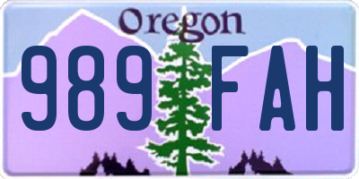 OR license plate 989FAH