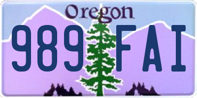 OR license plate 989FAI