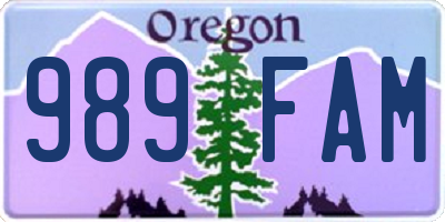 OR license plate 989FAM