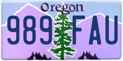 OR license plate 989FAU