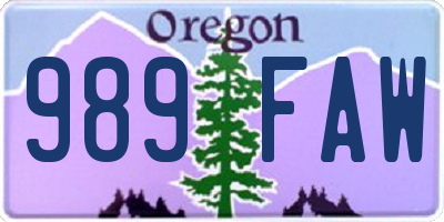 OR license plate 989FAW