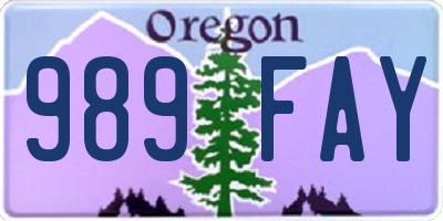 OR license plate 989FAY