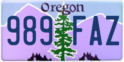 OR license plate 989FAZ