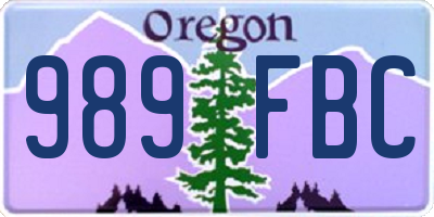 OR license plate 989FBC