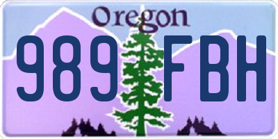 OR license plate 989FBH