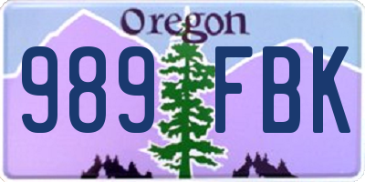 OR license plate 989FBK