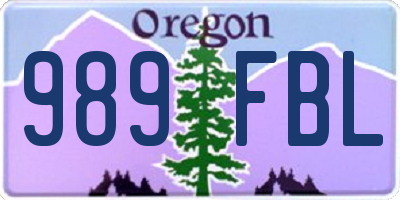 OR license plate 989FBL