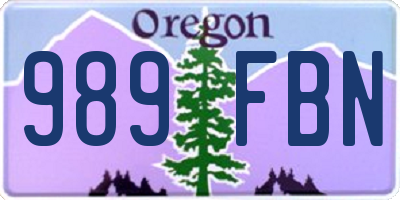 OR license plate 989FBN