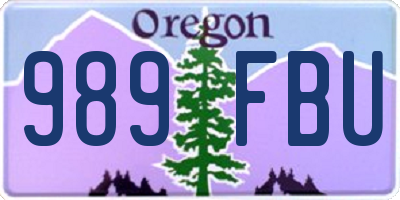 OR license plate 989FBU