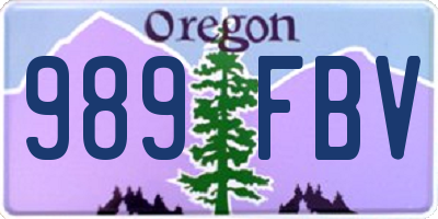 OR license plate 989FBV