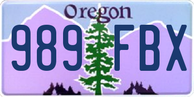OR license plate 989FBX