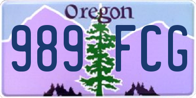 OR license plate 989FCG