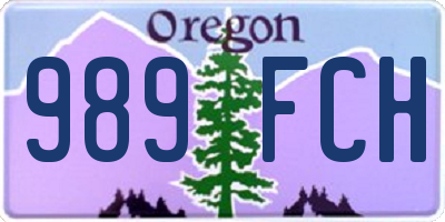 OR license plate 989FCH