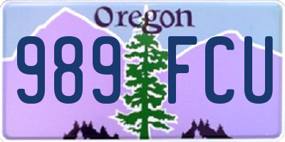 OR license plate 989FCU