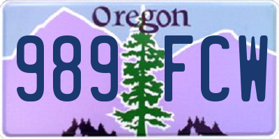 OR license plate 989FCW