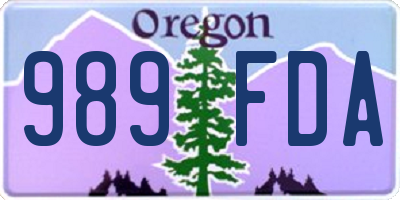 OR license plate 989FDA
