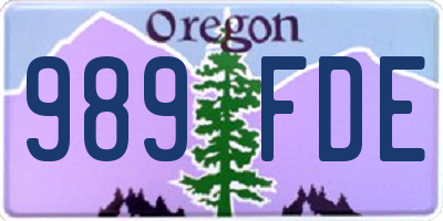 OR license plate 989FDE
