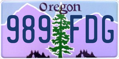 OR license plate 989FDG