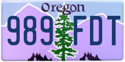 OR license plate 989FDT