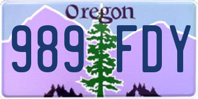 OR license plate 989FDY