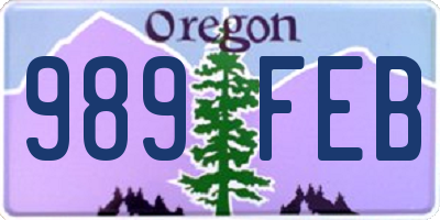 OR license plate 989FEB