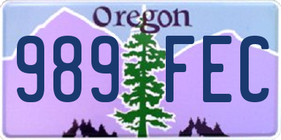OR license plate 989FEC