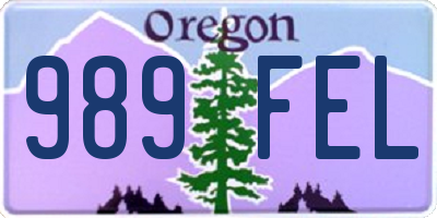 OR license plate 989FEL