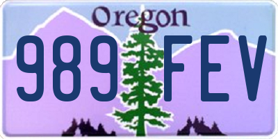 OR license plate 989FEV