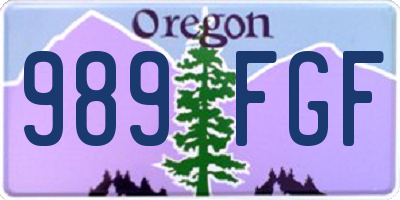 OR license plate 989FGF