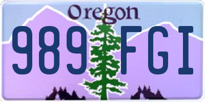 OR license plate 989FGI