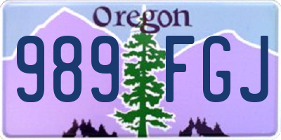OR license plate 989FGJ