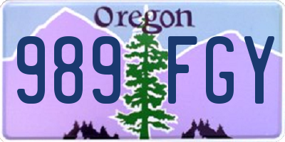 OR license plate 989FGY