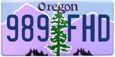 OR license plate 989FHD