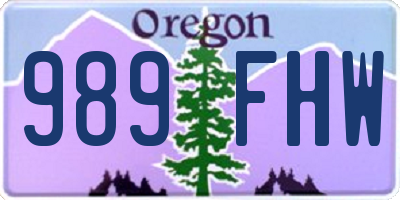 OR license plate 989FHW