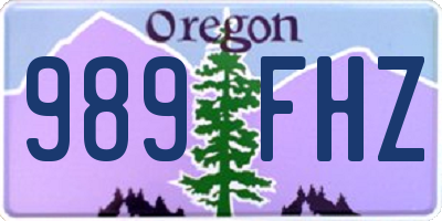 OR license plate 989FHZ